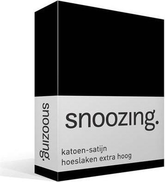 Snoozing - Katoen-satijn - Hoeslaken - Extra Hoog - 120x220 - - Zwart