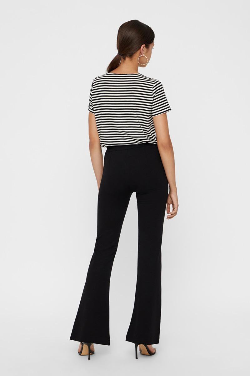 VERO MODA Flared Jersey Broek Dames - Zwart