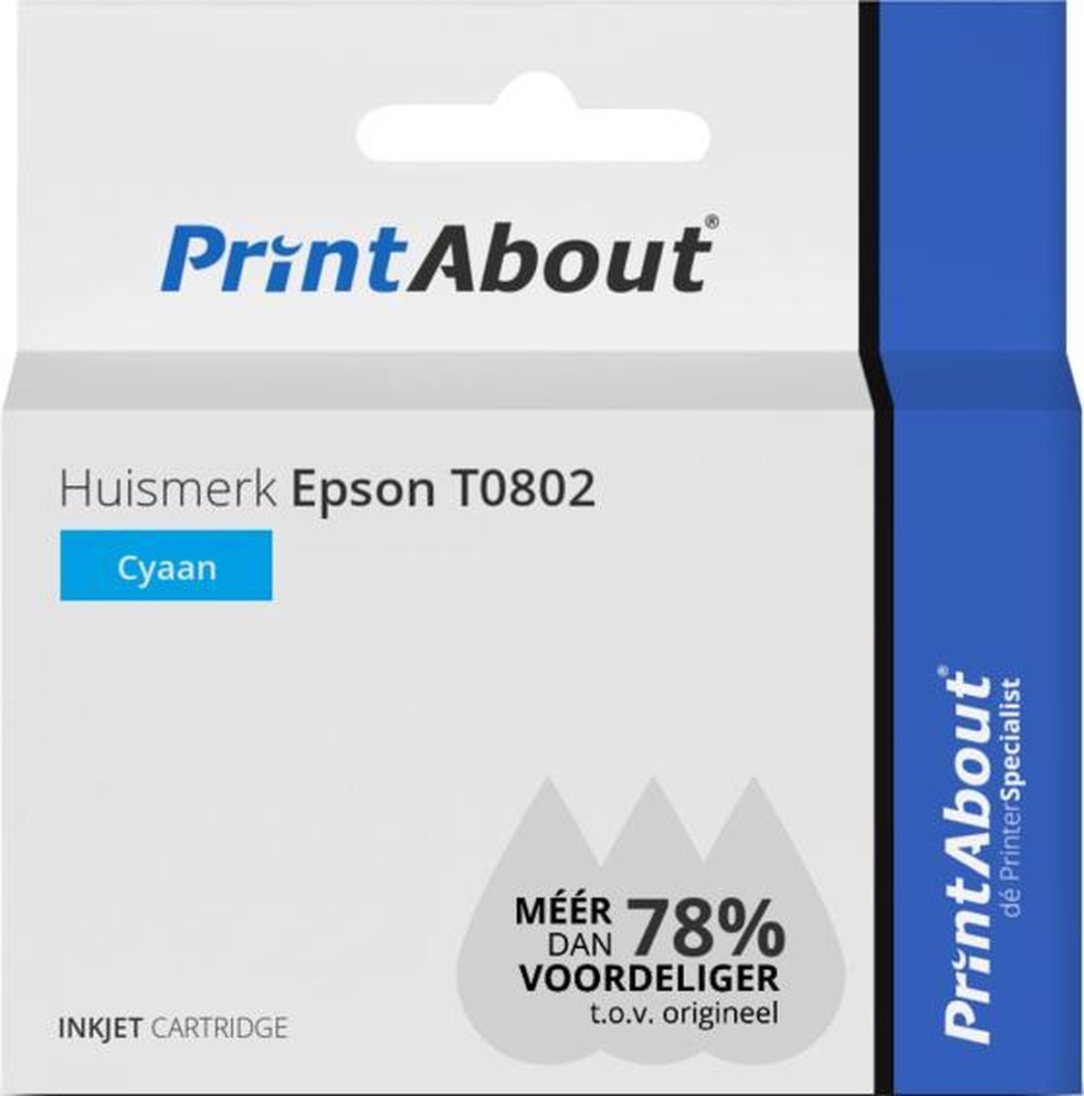 PrintAbout Huismerk Epson T0802 Inktcartridge Cyaan