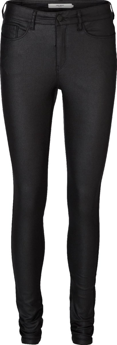 VERO MODA Vmseven Nw Smooth Coated Broek Dames - Negro