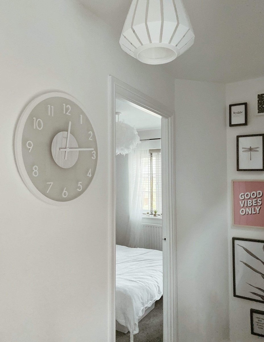 Nextime Wandklok Dia. 50 Cm, Hout/glas, - Wit