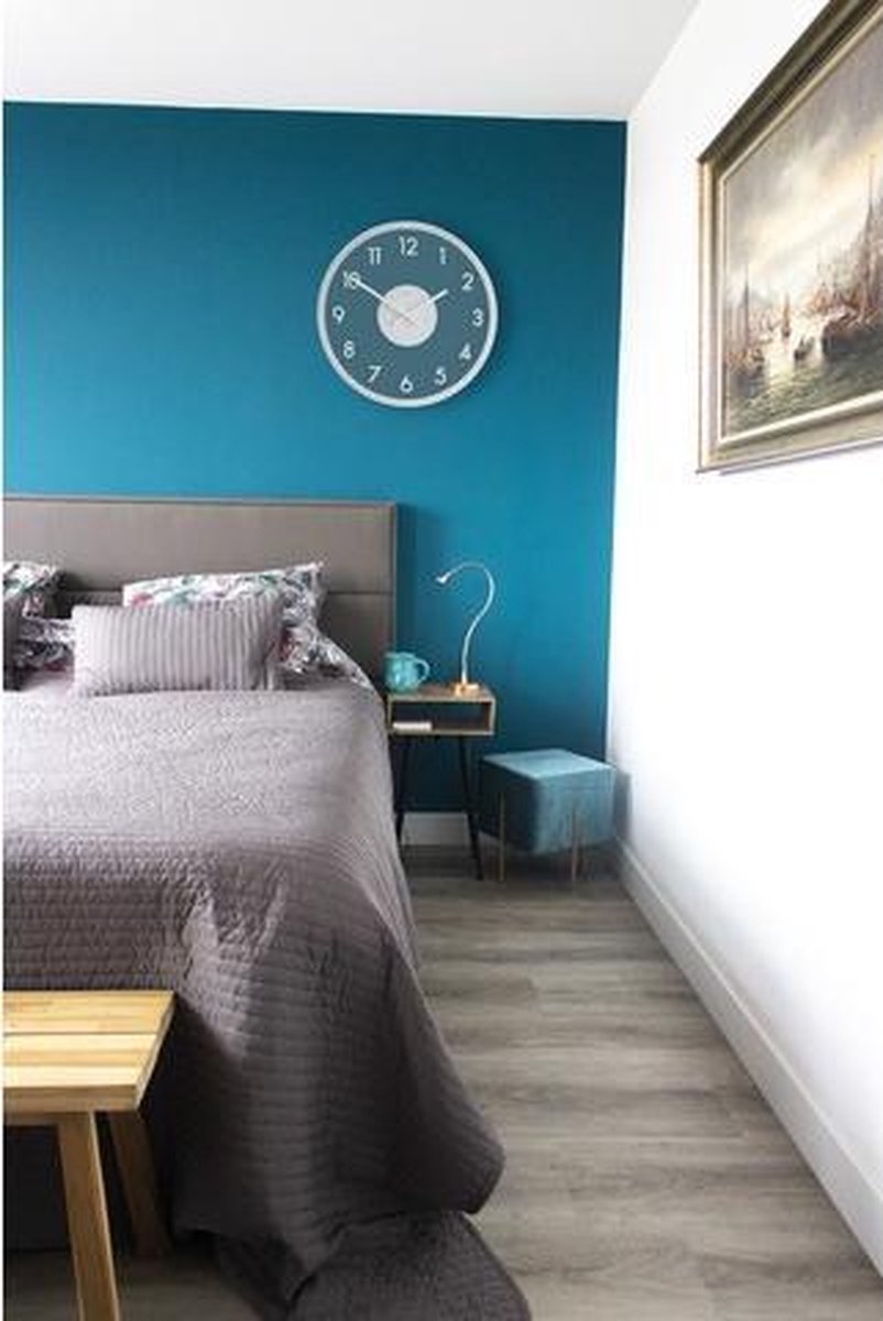 Nextime Wandklok Dia. 50 Cm, Hout/glas, - Wit