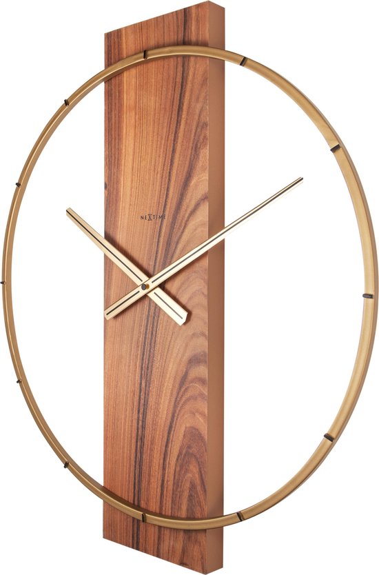 Nextime Wandklok 50.8x58.2x4.3, Hout/steel, - Bruin