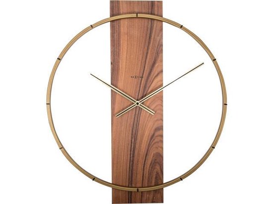 Nextime Wandklok 50.8x58.2x4.3, Hout/steel, - Bruin