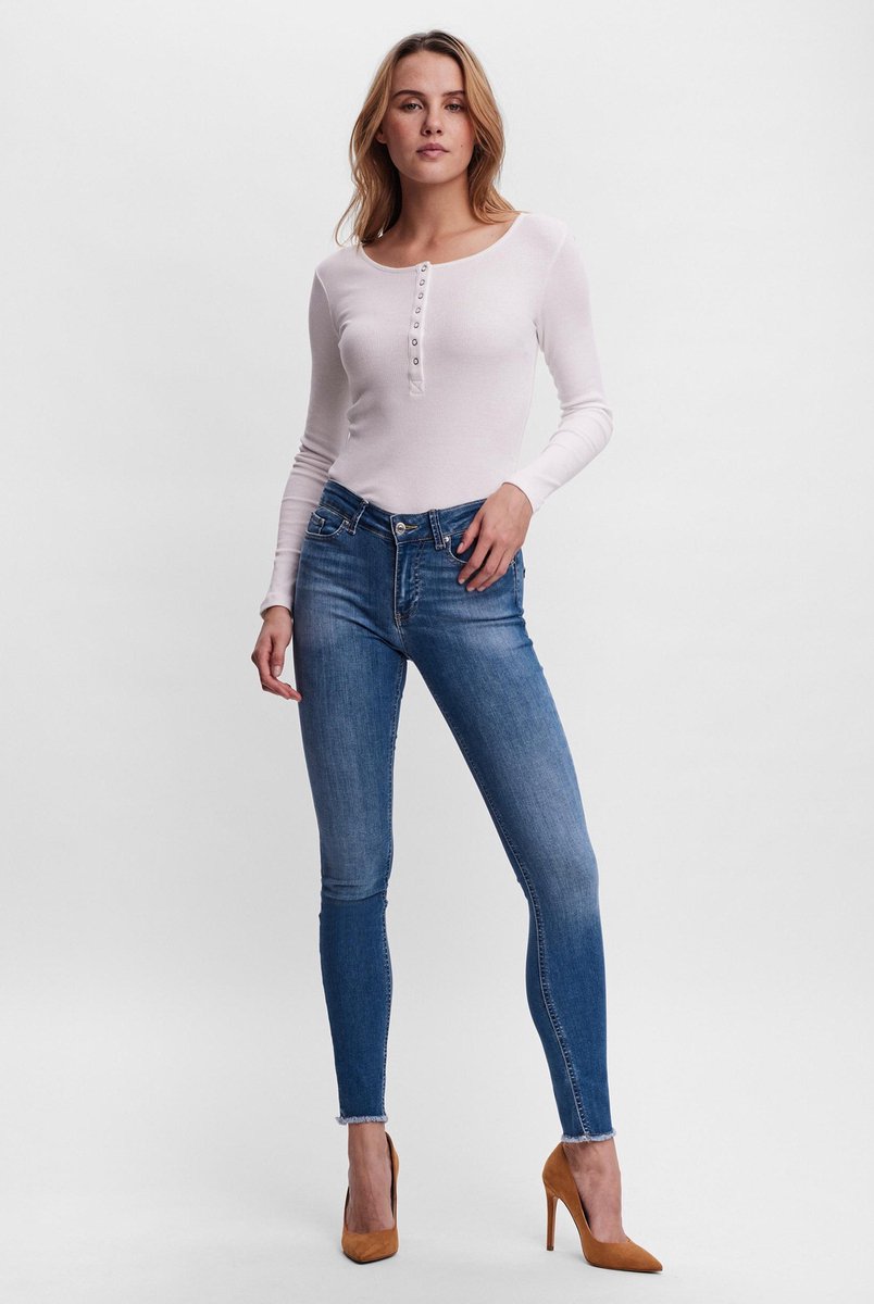 VERO MODA Vmpeach Normal Waist Skinny Jeans Dames - Azul