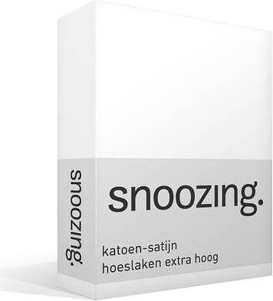 Snoozing - Katoen-satijn - Hoeslaken - Extra Hoog - 140x220 - - Wit