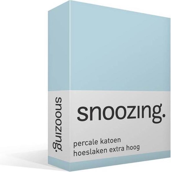 Snoozing - Hoeslaken - Percale Katoen - Extra Hoog - 140x220 - Hemel - Blauw