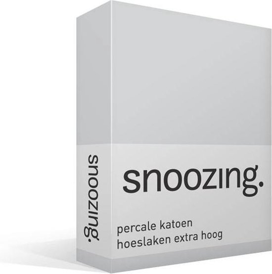 Snoozing - Hoeslaken - Percale Katoen - Extra Hoog - 90x210 - - Grijs