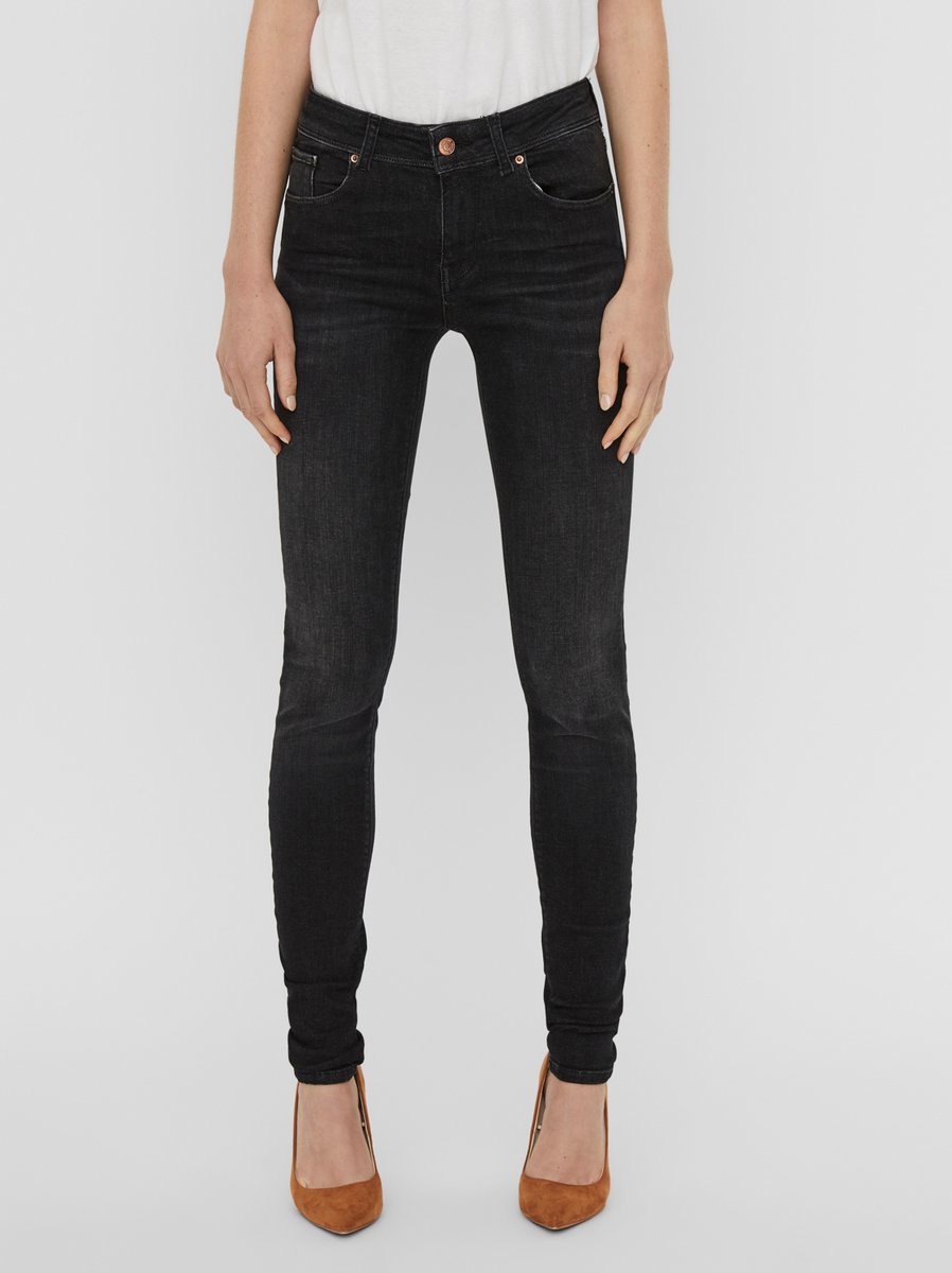 VERO MODA Vmlux Regular Waist Slim Fit Jeans Dames - Zwart