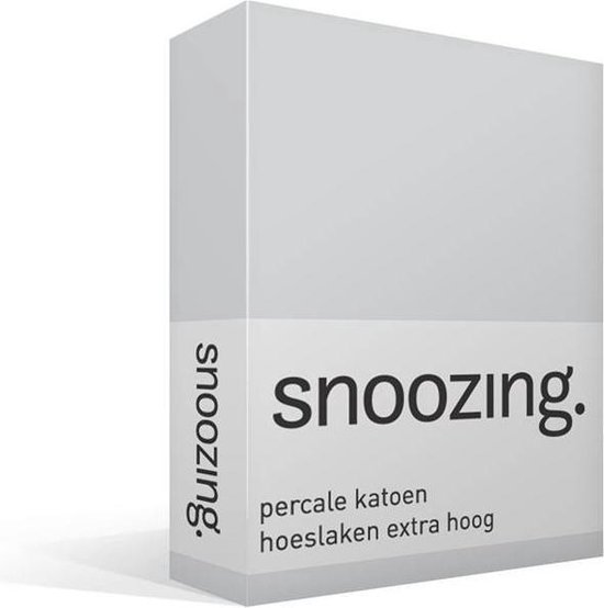Snoozing - Hoeslaken - Percale Katoen - Extra Hoog - 90x220 - - Grijs