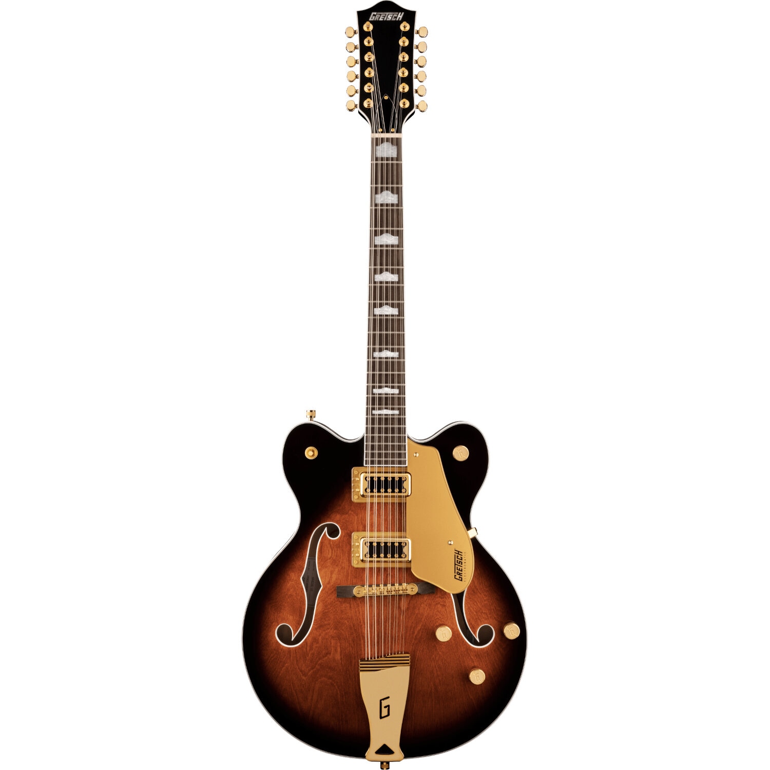 Gretsch G5422G-12 Electromatic Classic Hollowbody DC Single Barrel Burst 12-snarige semi-akoestische gitaar