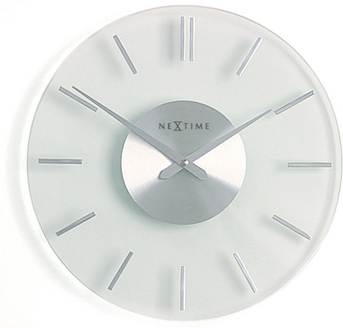 Nextime Wandklok Dia. 26 Cm, Glas, Stripe - Wit