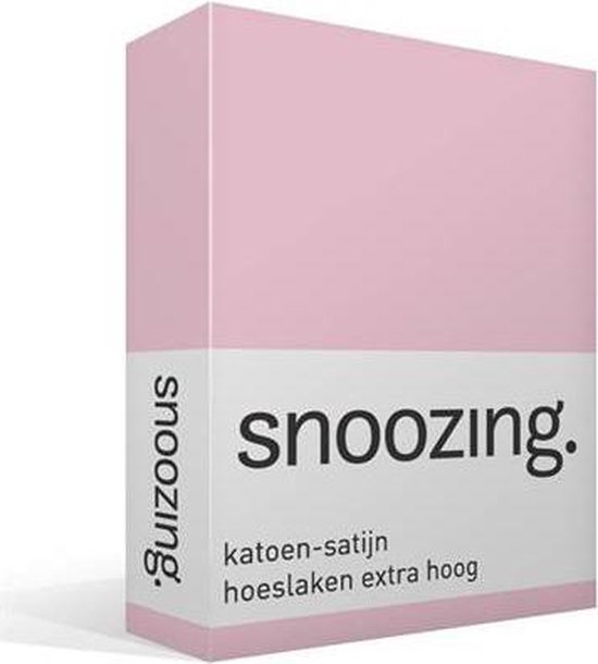 Snoozing - Katoen-satijn - Hoeslaken - Extra Hoog - 120x200 - - Roze