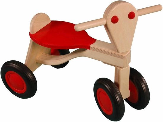 Van Dijk Toys Houten Loopfiets - Berken - Rood