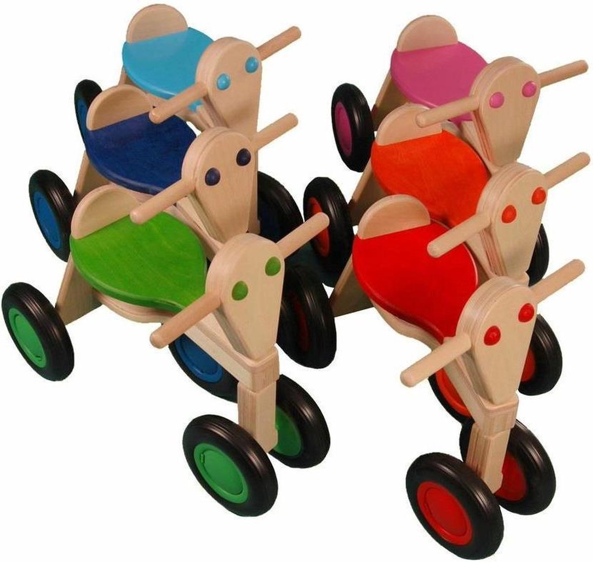 Van Dijk Toys Houten Loopfiets - Berken - Roze