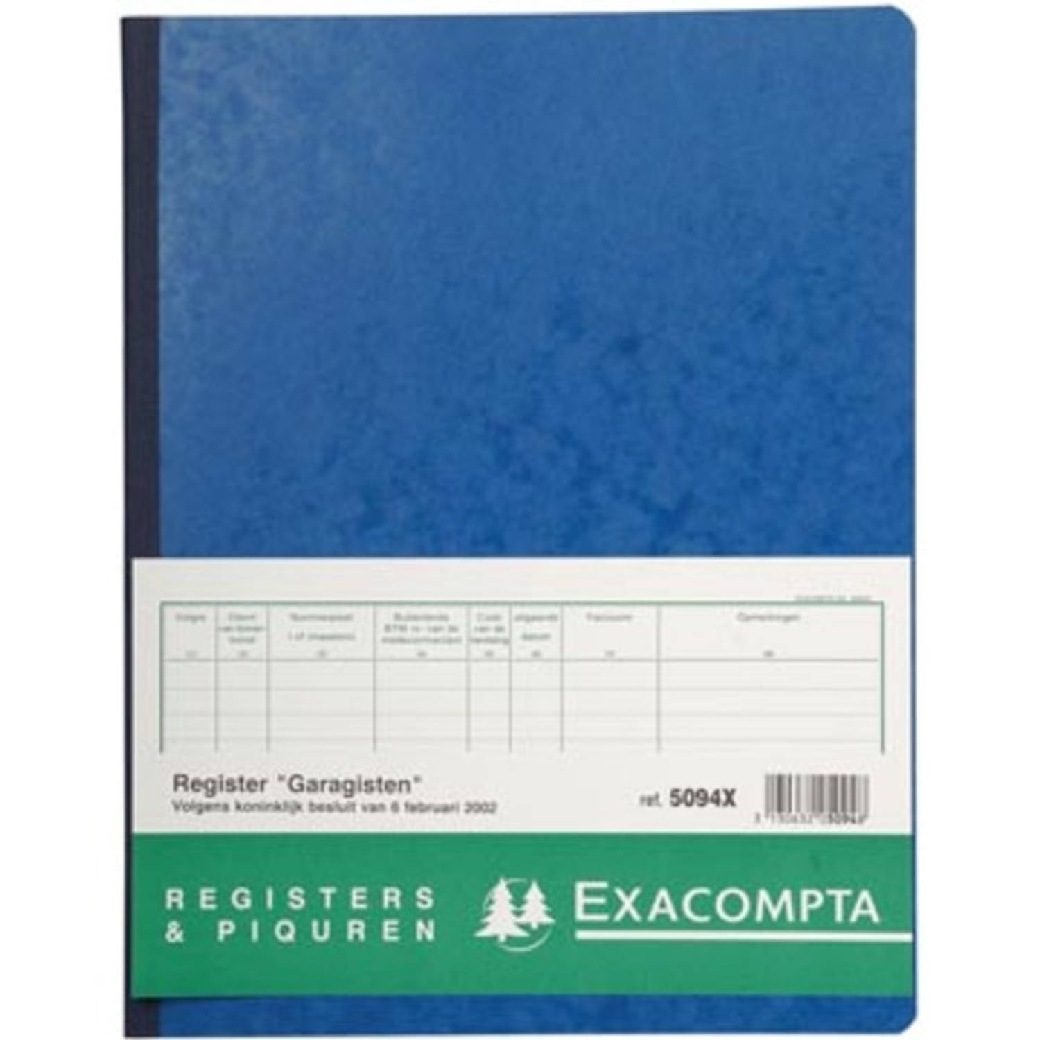 Exacompta Register Garagist En Pomphouder, Ft 32 X 25 Cm, Nederlandstalig