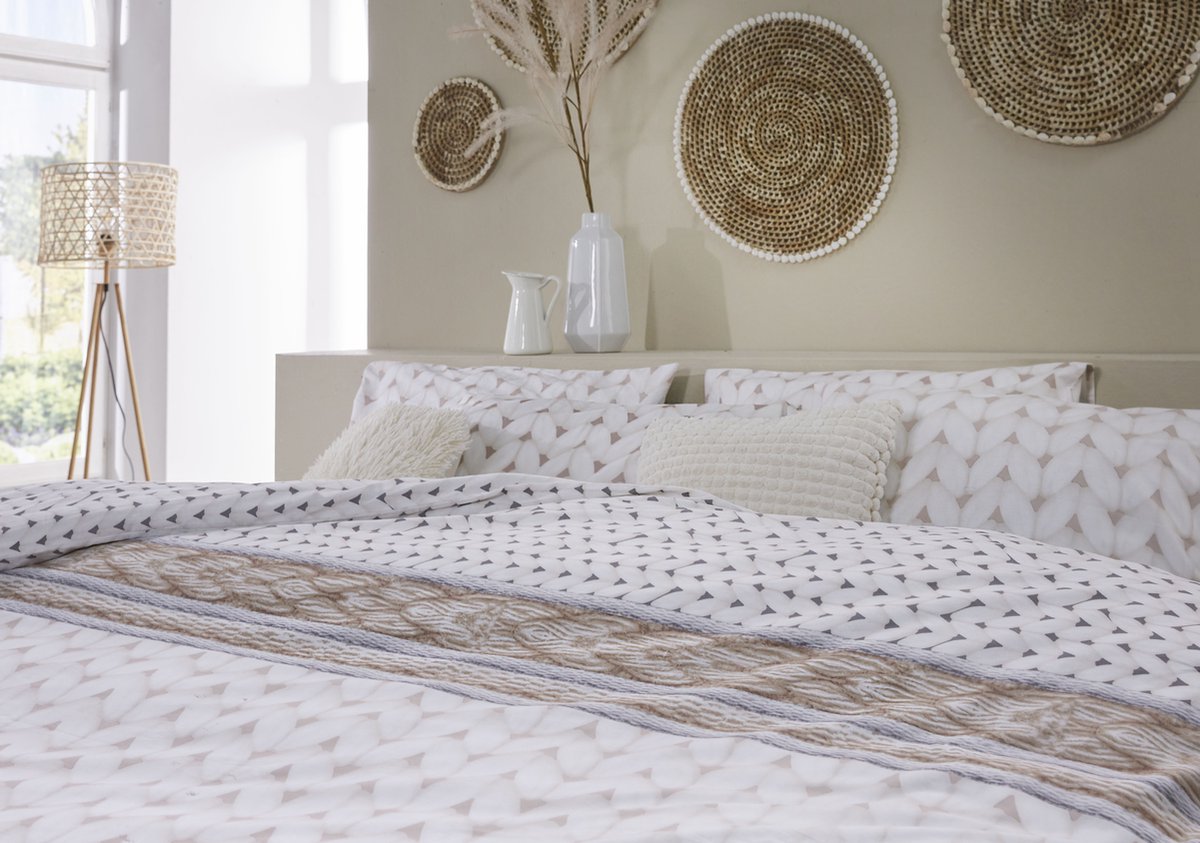 Huismerk Premium Dekbedovertrek Knit Ecru - 200 x 220 cm - Bruin