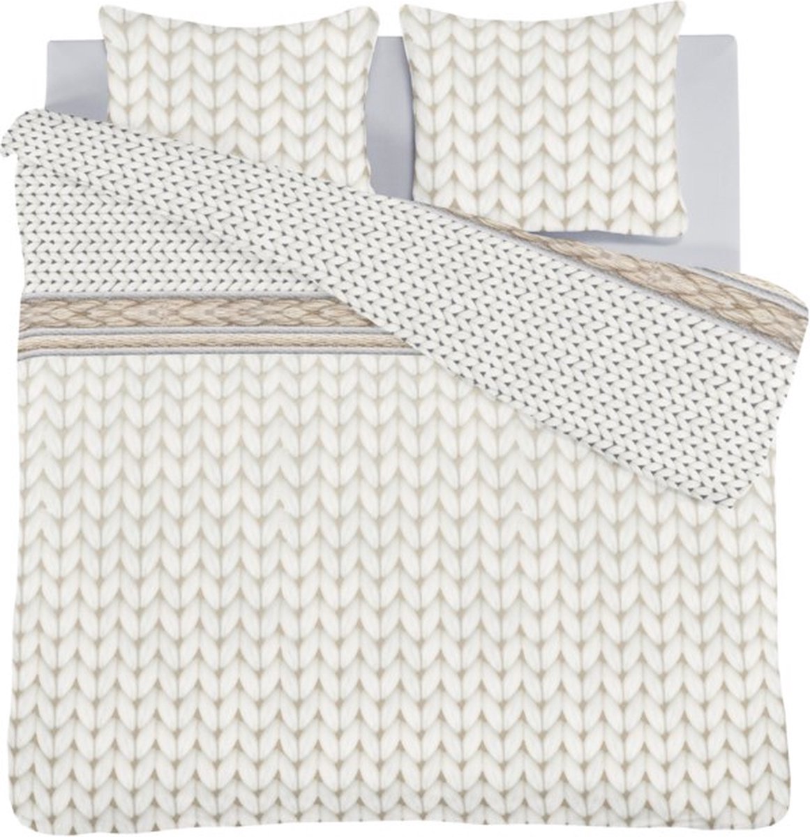 Huismerk Premium Dekbedovertrek Knit Ecru - 200 x 220 cm - Bruin