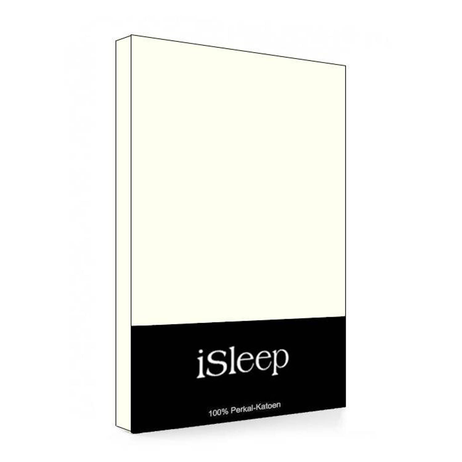 iSleep Topper Hoeslaken Perkal Katoen - Licht - 180x220 - Beige