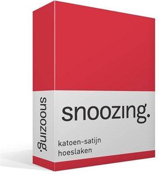 Snoozing - Katoen-satijn - Hoeslaken - 200x220 - - Rood