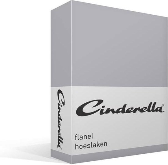 Cinderella Flanel Hoeslaken - 100% Geruwde Flanel-katoen - Lits-jumeaux (180x200/210 Cm) - Grey - Grijs