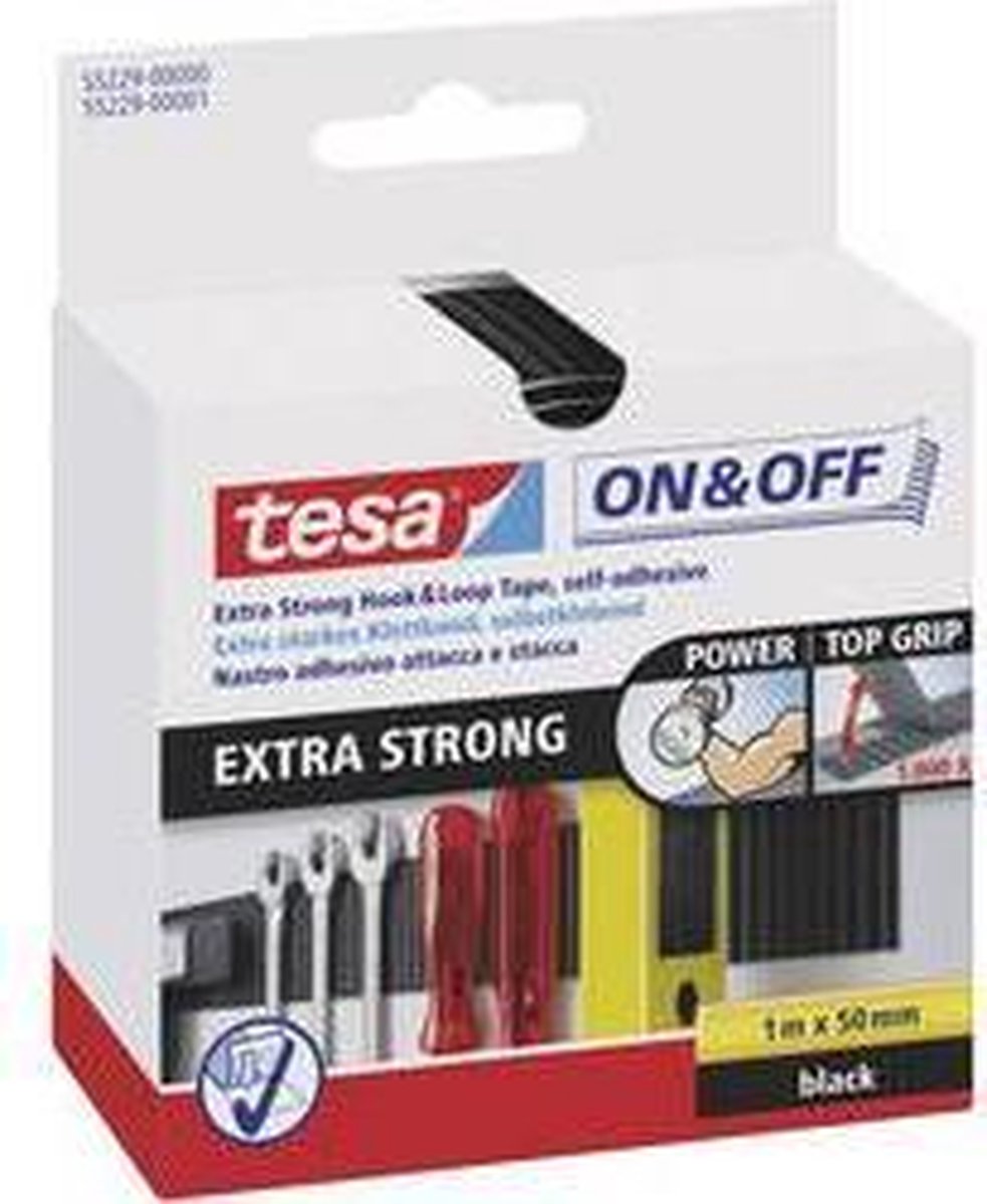 Tesa -velcro Klittenbandstrook 55229-zw - 50 Mm X 1 M - - Zwart
