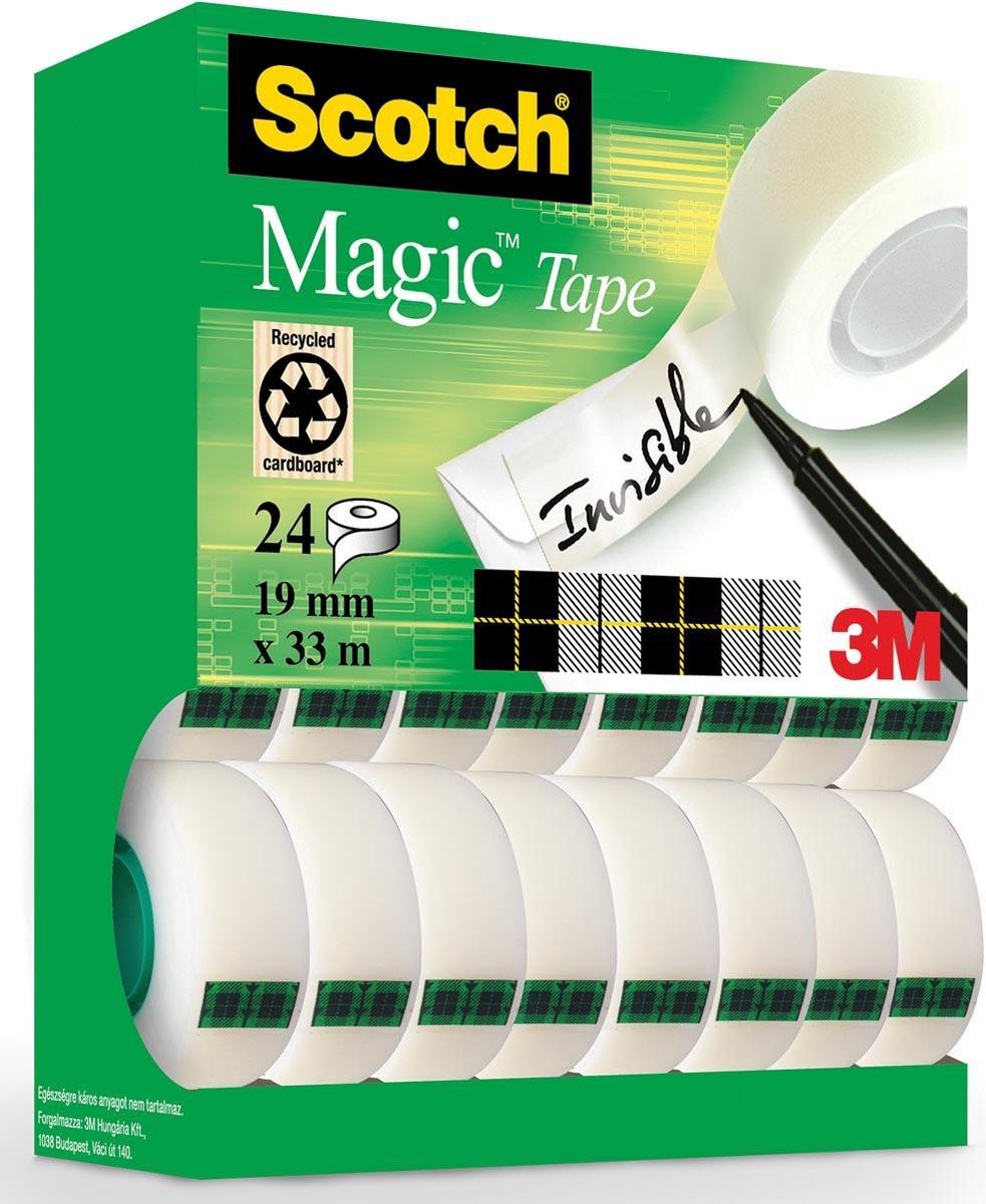 Scotch Magic Tape Plakband Ft 19 Mm X 33 M, Value Pack Met 24 Rollen