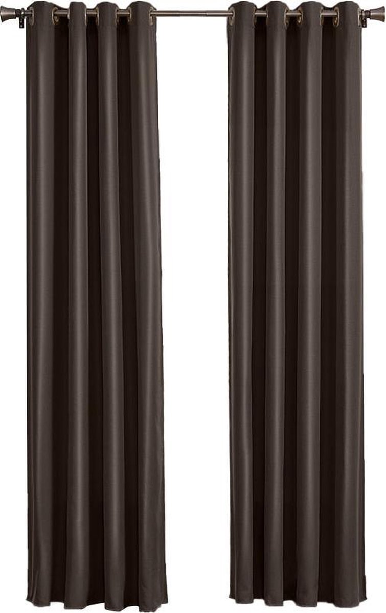 Larson - Luxe Verduisterend Gordijn Met Ringen- 150x250 Cm - Chocolate - Bruin