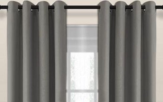 Larson - Luxe Verduisterend Gordijn Met Ringen- 150x250 Cm - Grey - Grijs