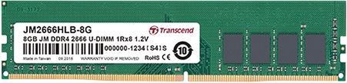Transcend JetRam JM2666HLB-8G geheugenmodule 8 GB 1 x 8 GB DDR4 2666 MHz