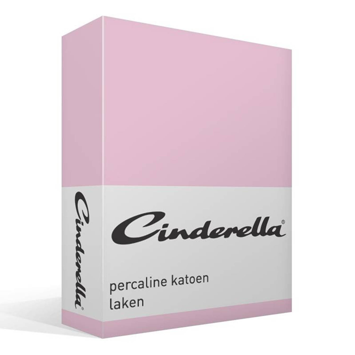 Cinderella Basic Percaline Katoen Laken - 100% Percaline Katoen - Lits-jumeaux (240x260 Cm) - - Roze