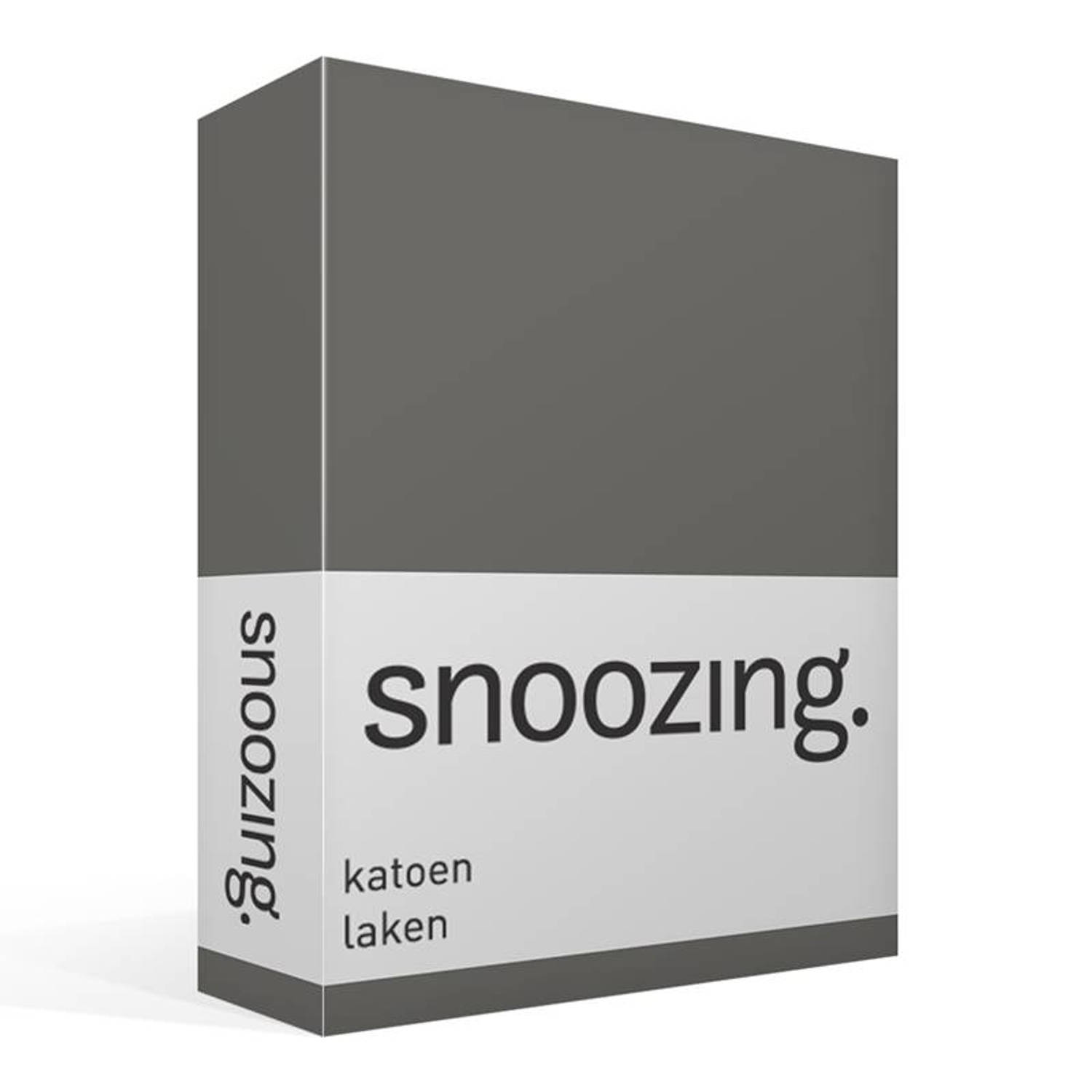 Snoozing - Laken - Katoen - Lits-jumeaux - 240x260 - Antraciet - Grijs