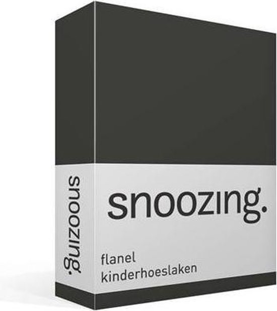 Snoozing Flanel Kinderhoeslaken - 100% Geruwde Flanel-katoen - Peuter (70x150 Cm) - Antraciet - Grijs