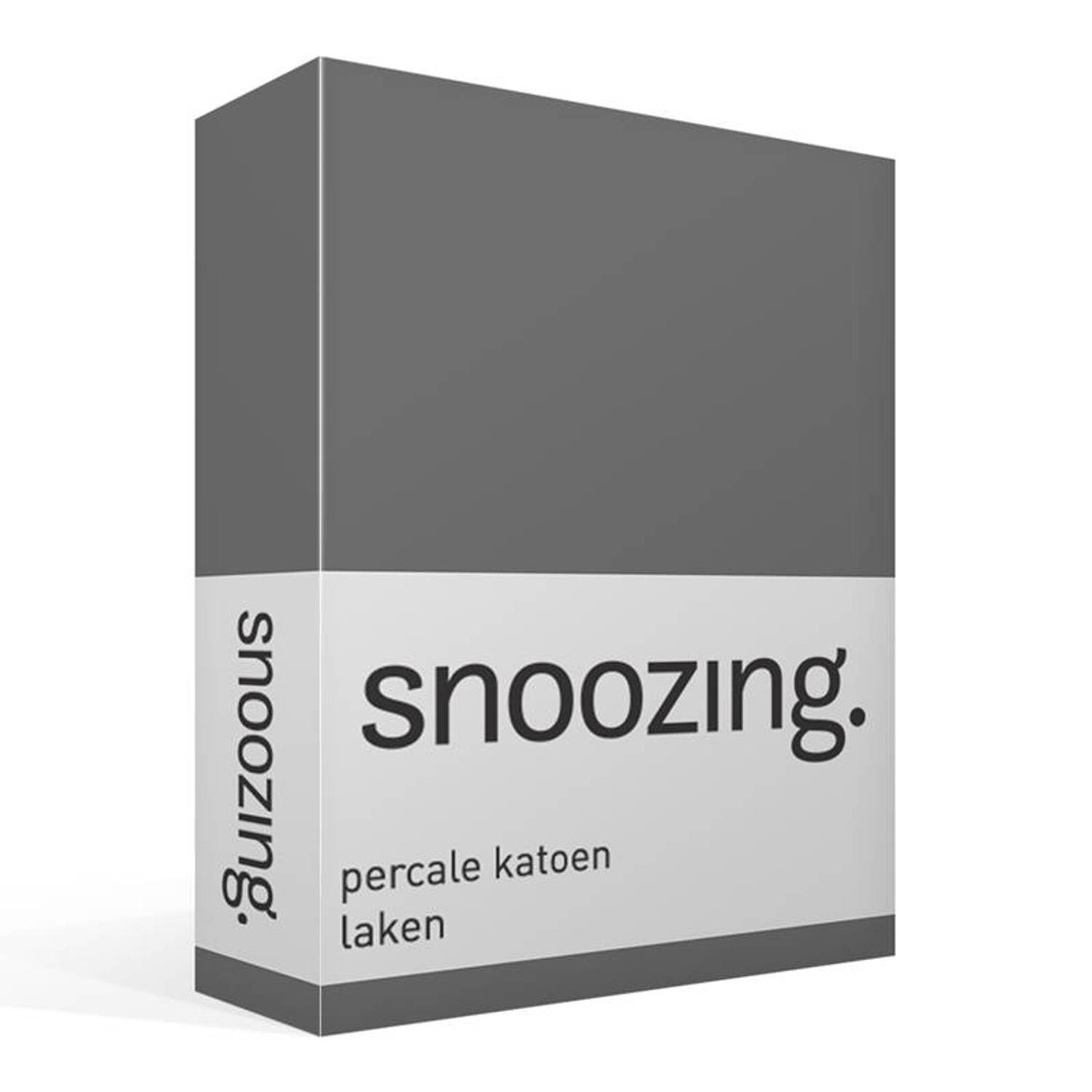 Snoozing - Laken - Eenpersoons - Percale Katoen - 150x260 - Antraciet - Grijs