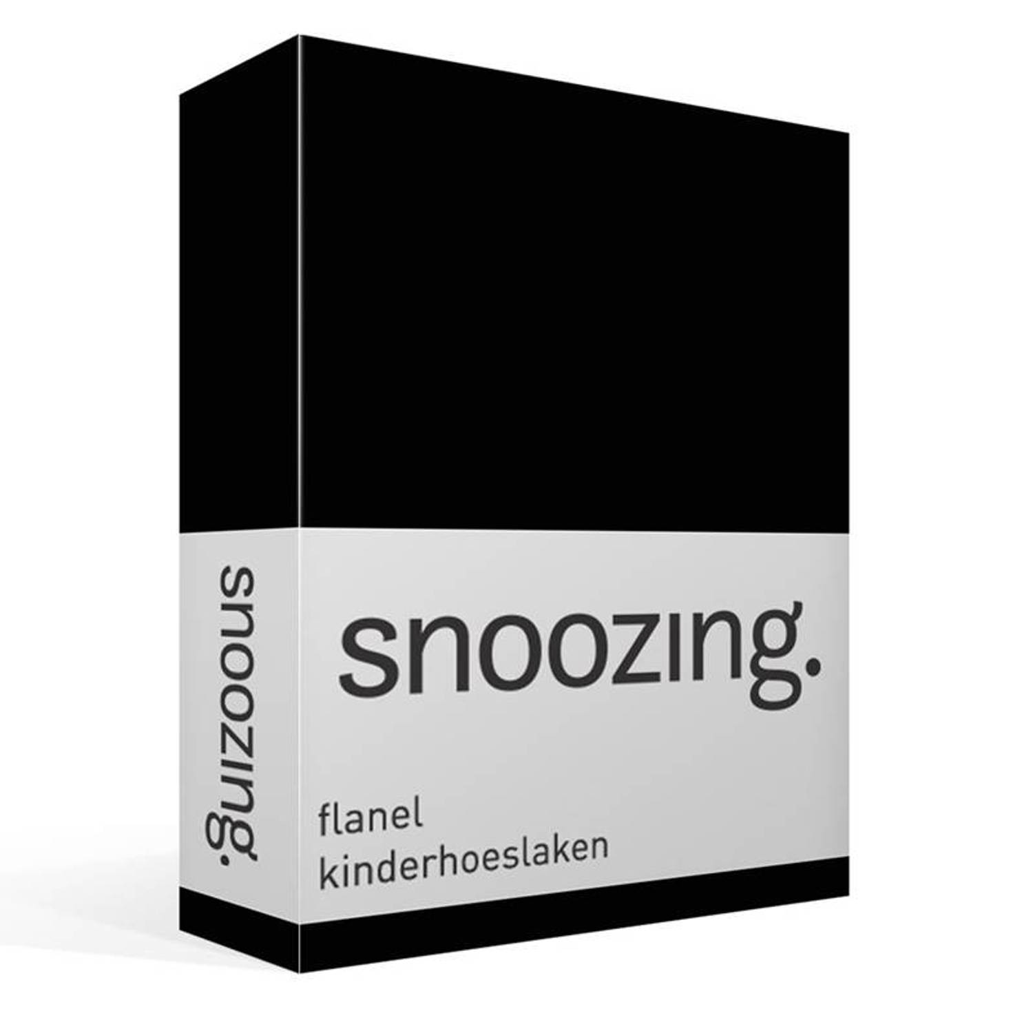 Snoozing Flanel Kinderhoeslaken - 100% Geruwde Flanel-katoen - Peuter (70x150 Cm) - - Zwart