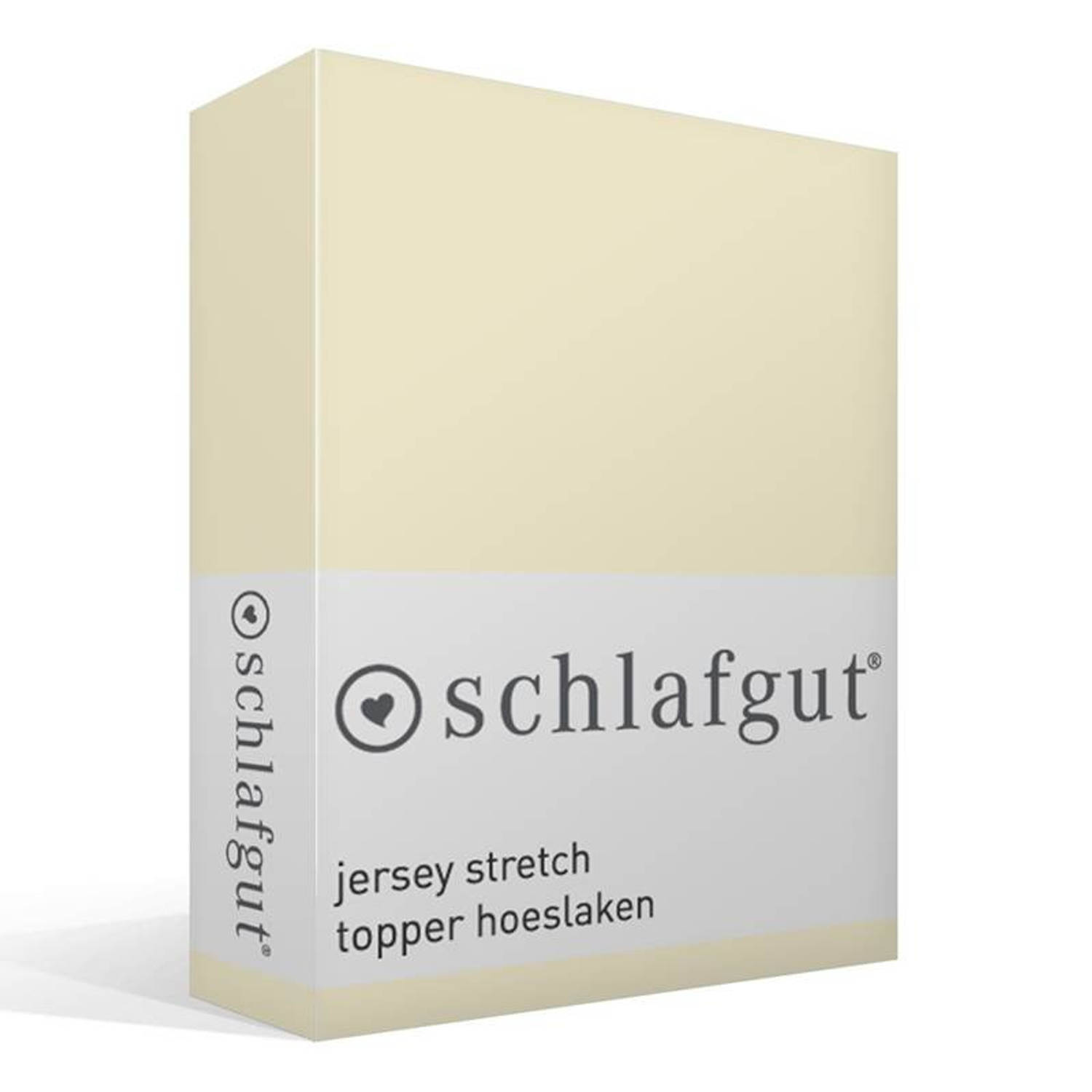 Schlafgut Jersey Stretch Topper Hoeslaken - 95% Gebreide Katoen - 5% Elastan - 2-persoons (140/160x200/220 Cm) - Ecru - Bruin