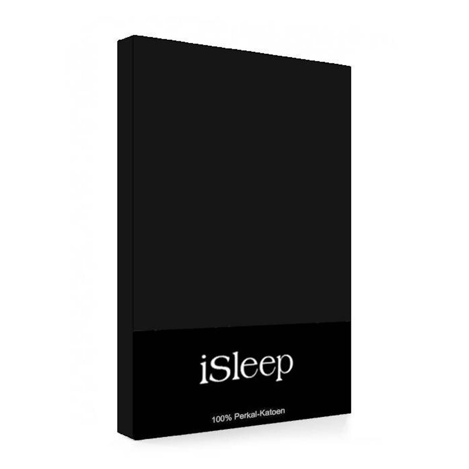 iSleep Hoeslaken Perkal Katoen 180x220 - Zwart