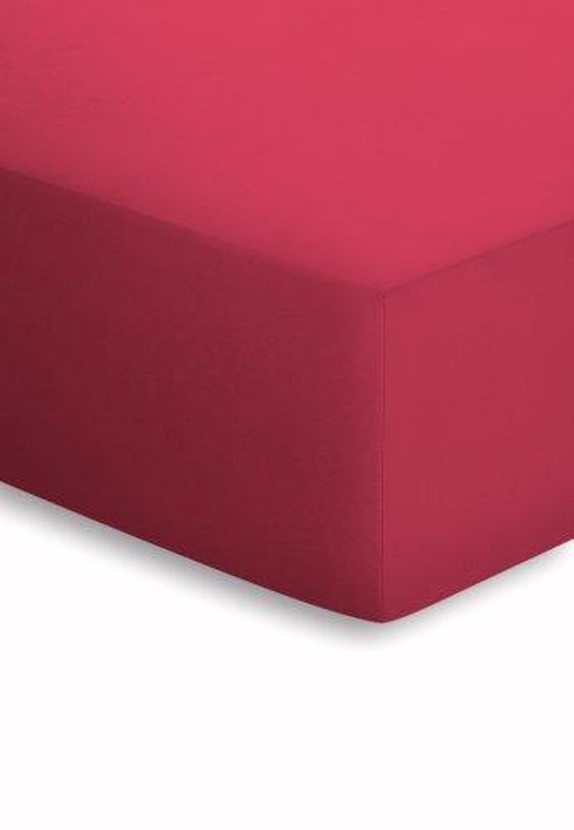 Schlafgut Jersey Stretch Hoeslaken - 95% Gebreide Katoen - 5% Elastan - 2-persoons (140/160x200/220 Cm) - Kersen - Rood