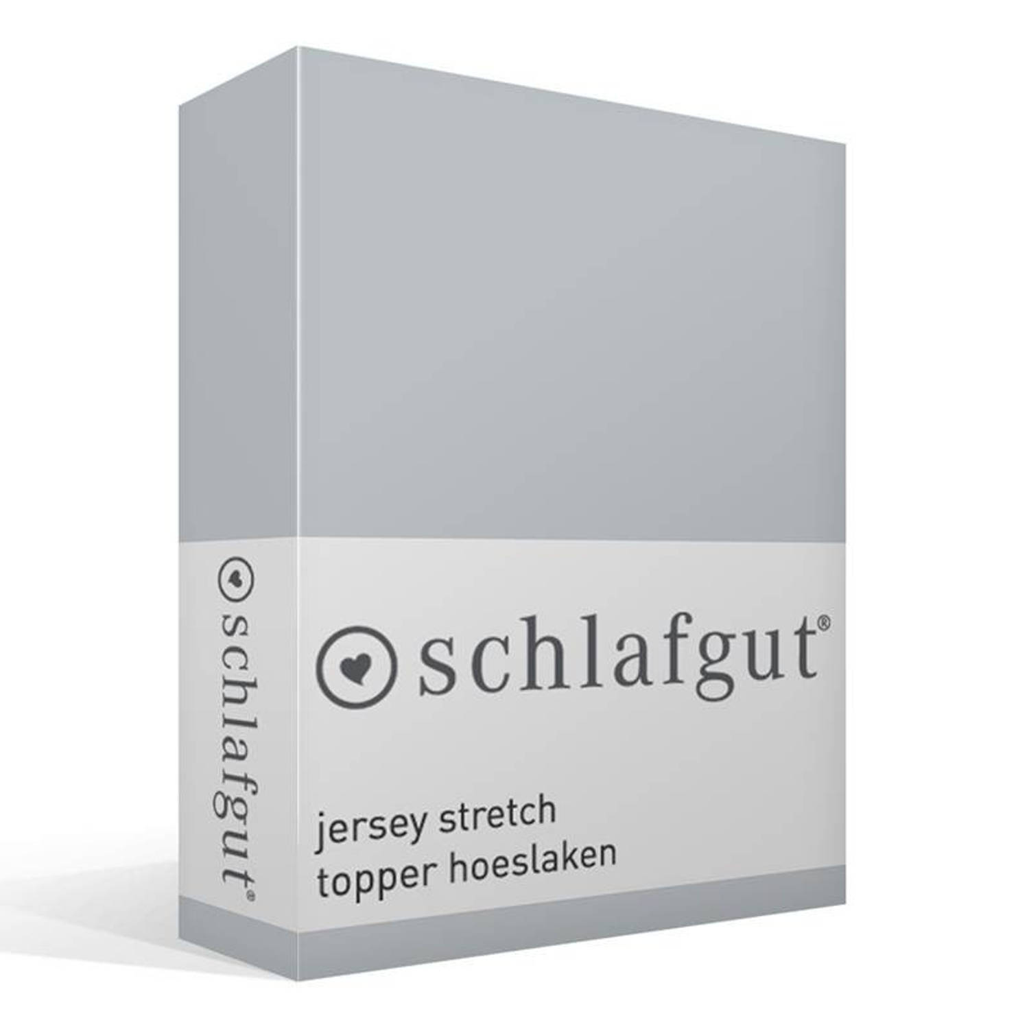 Schlafgut Jersey Stretch Topper Hoeslaken - 95% Gebreide Katoen - 5% Elastan - 2-persoons (120/130x200/220 Cm) - Platin