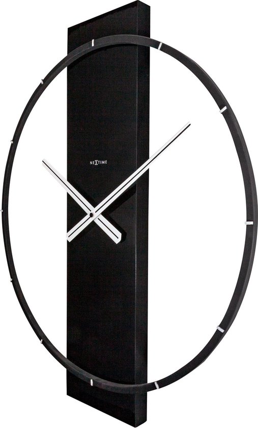 Nextime Wandklok 50.8x58.2x4.3, Hout/steel, - Zwart