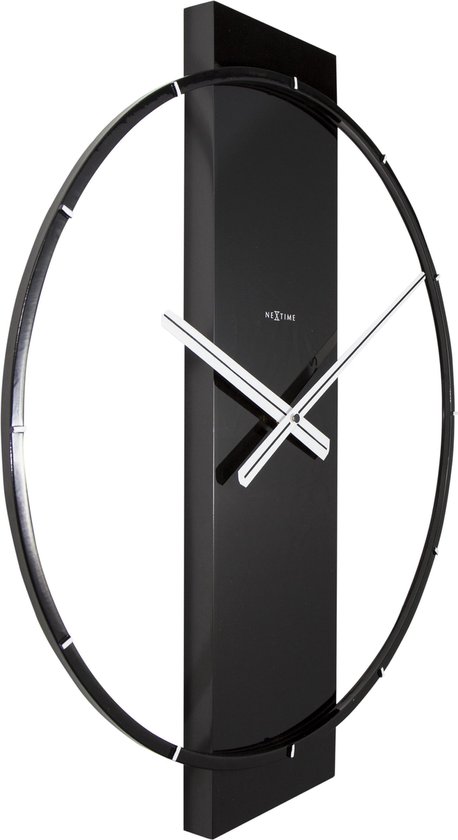 Nextime Wandklok 50.8x58.2x4.3, Hout/steel, - Zwart