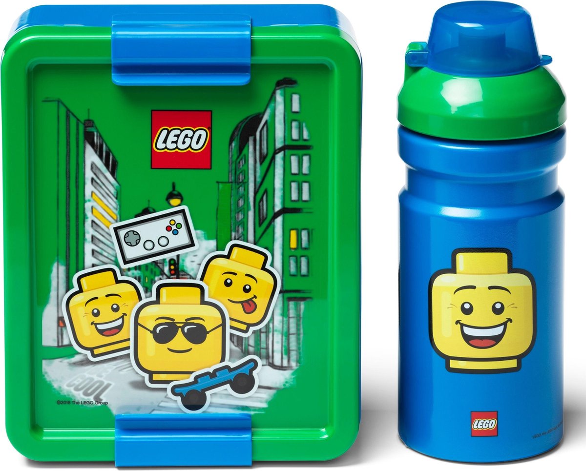 Lego lunchset Iconic junior 17 x 13,5 cm pp groen/blauw 2 delig