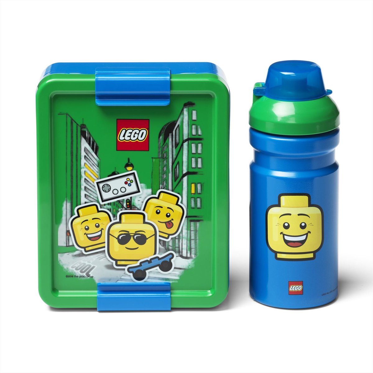 Lego lunchset Iconic junior 17 x 13,5 cm pp groen/blauw 2 delig