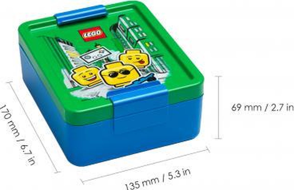 Lego lunchset Iconic junior 17 x 13,5 cm pp groen/blauw 2 delig