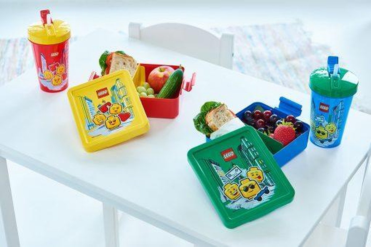 Lego lunchset Iconic junior 17 x 13,5 cm pp groen/blauw 2 delig