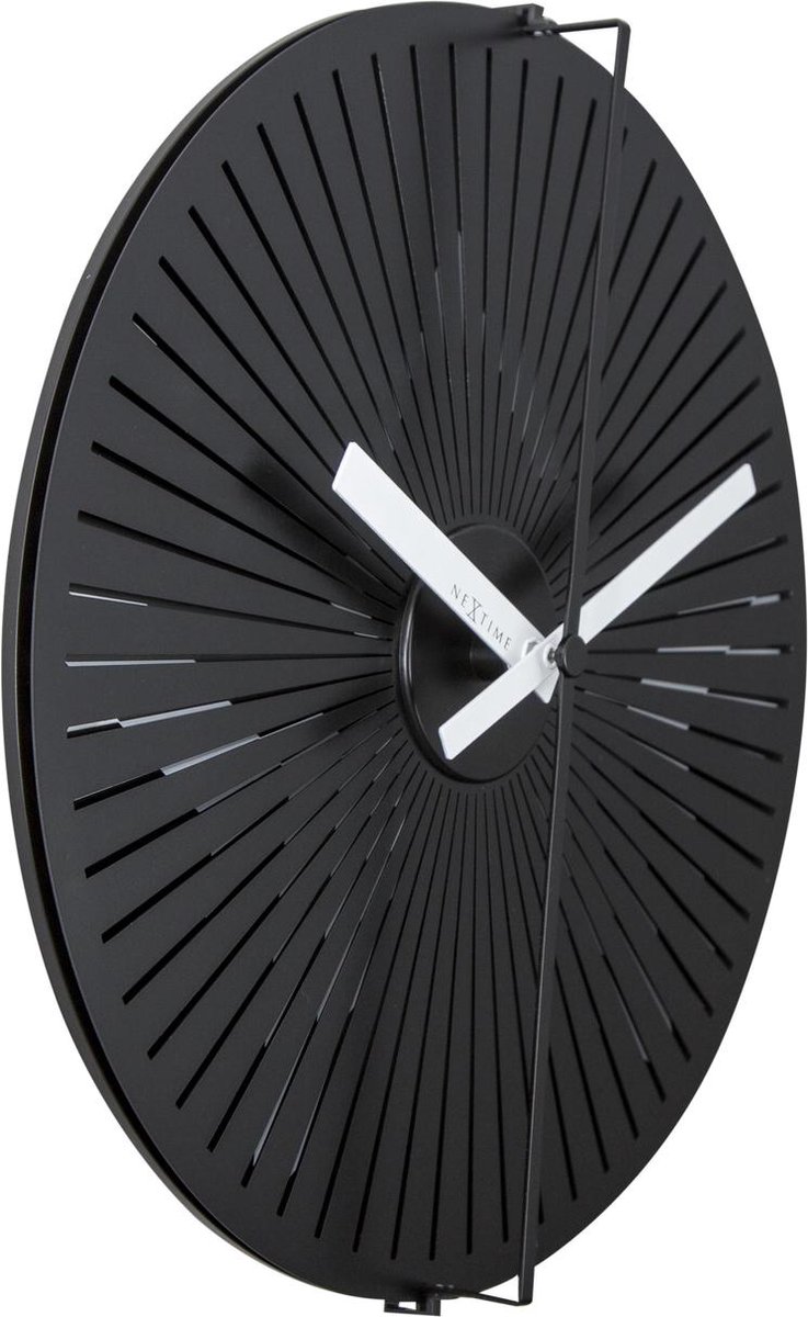 Nextime Wandklok Dia. 30 Cm, Metaal, Zwart/, 'Kinegram Star' - Wit