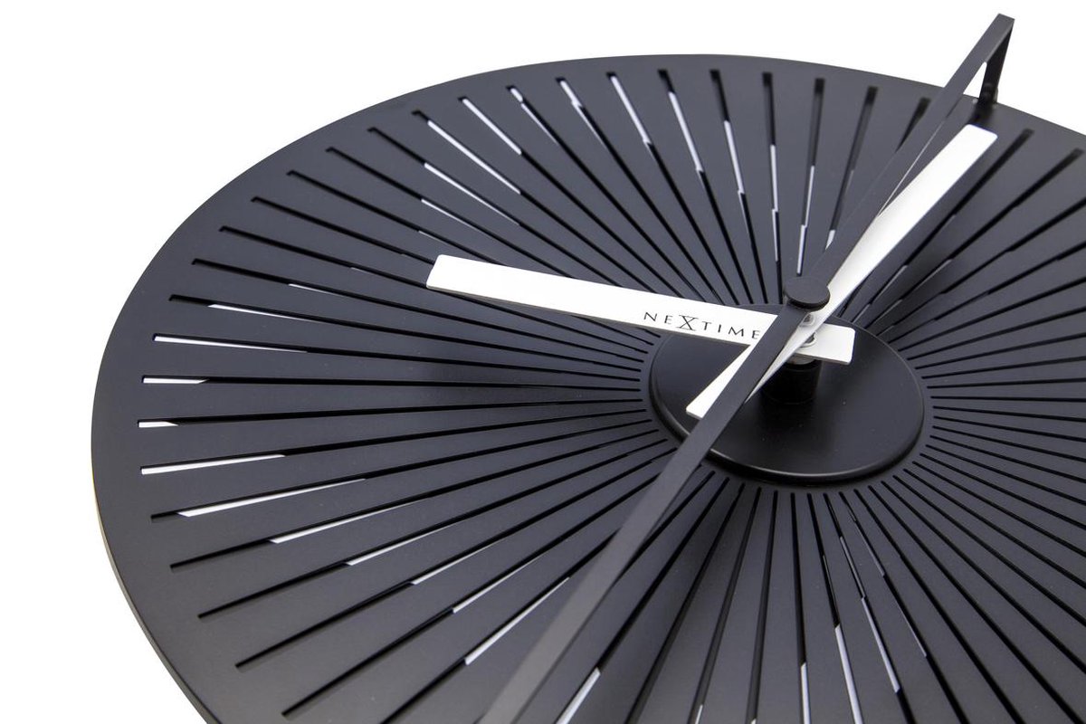 Nextime Wandklok Dia. 30 Cm, Metaal, Zwart/, 'Kinegram Star' - Wit