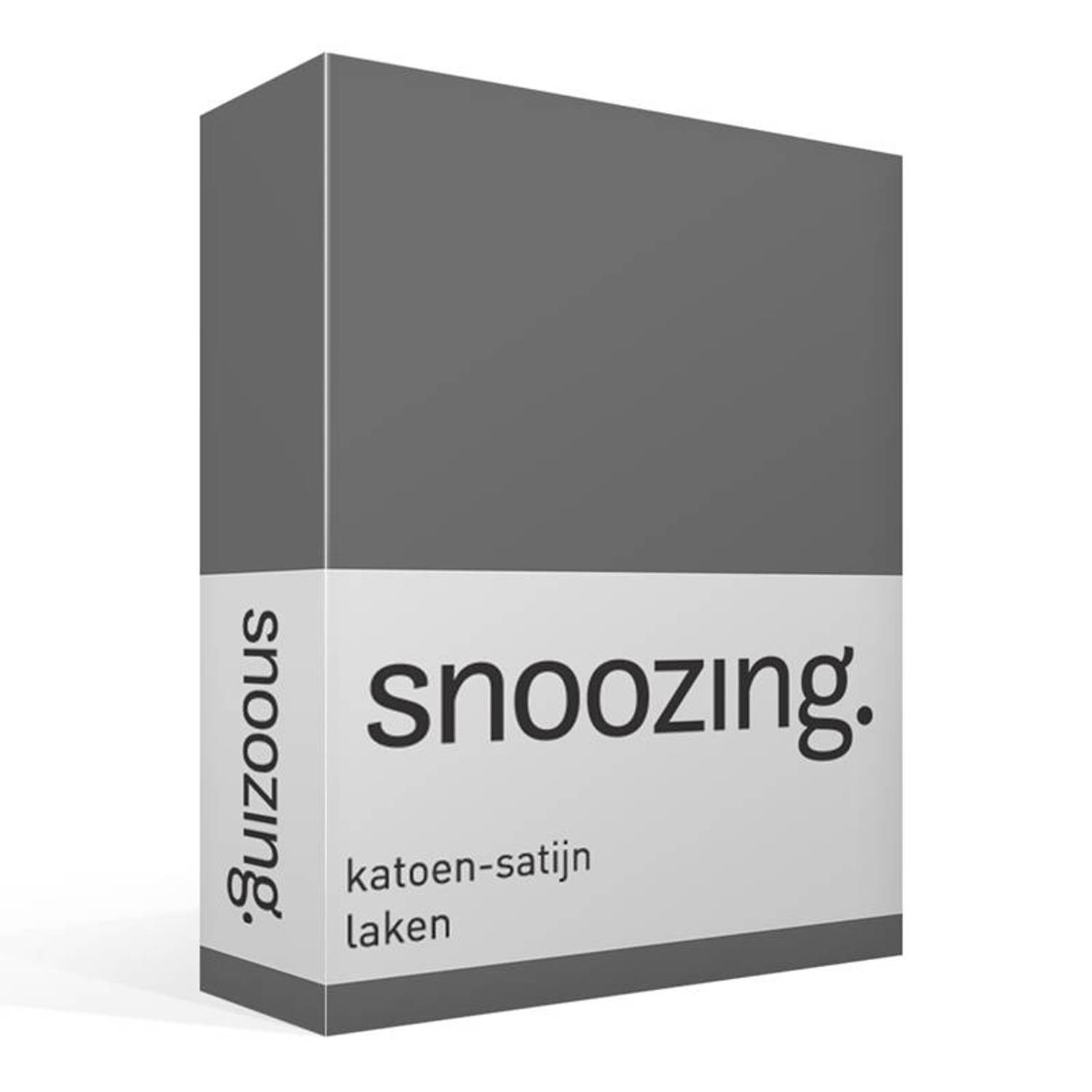 Snoozing - Katoen-satijn - Laken - Eenpersoons - 150x260 - Antraciet - Grijs