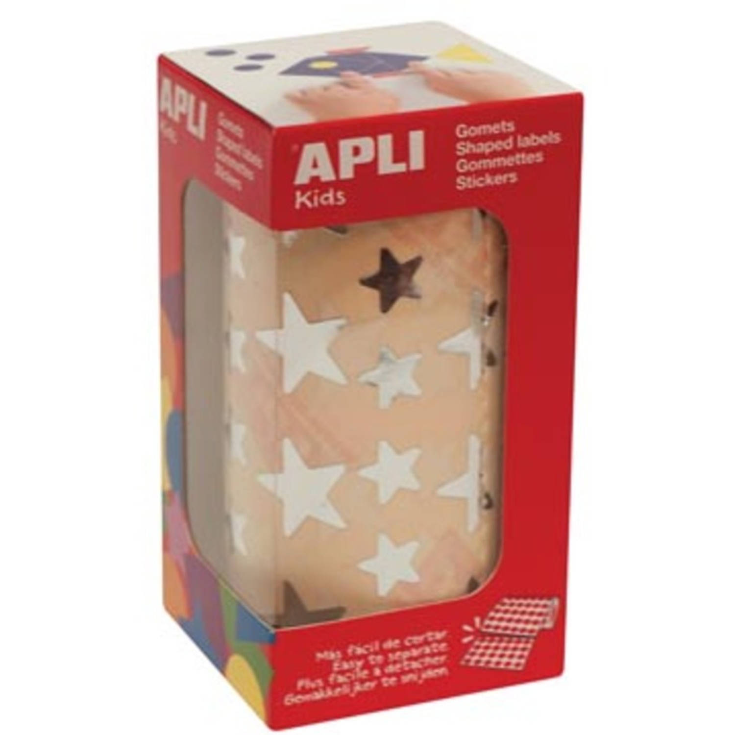 Apli Kids Stickers Op Rol, Ster, 2360 Stuks, Metallic Zilver - Wit