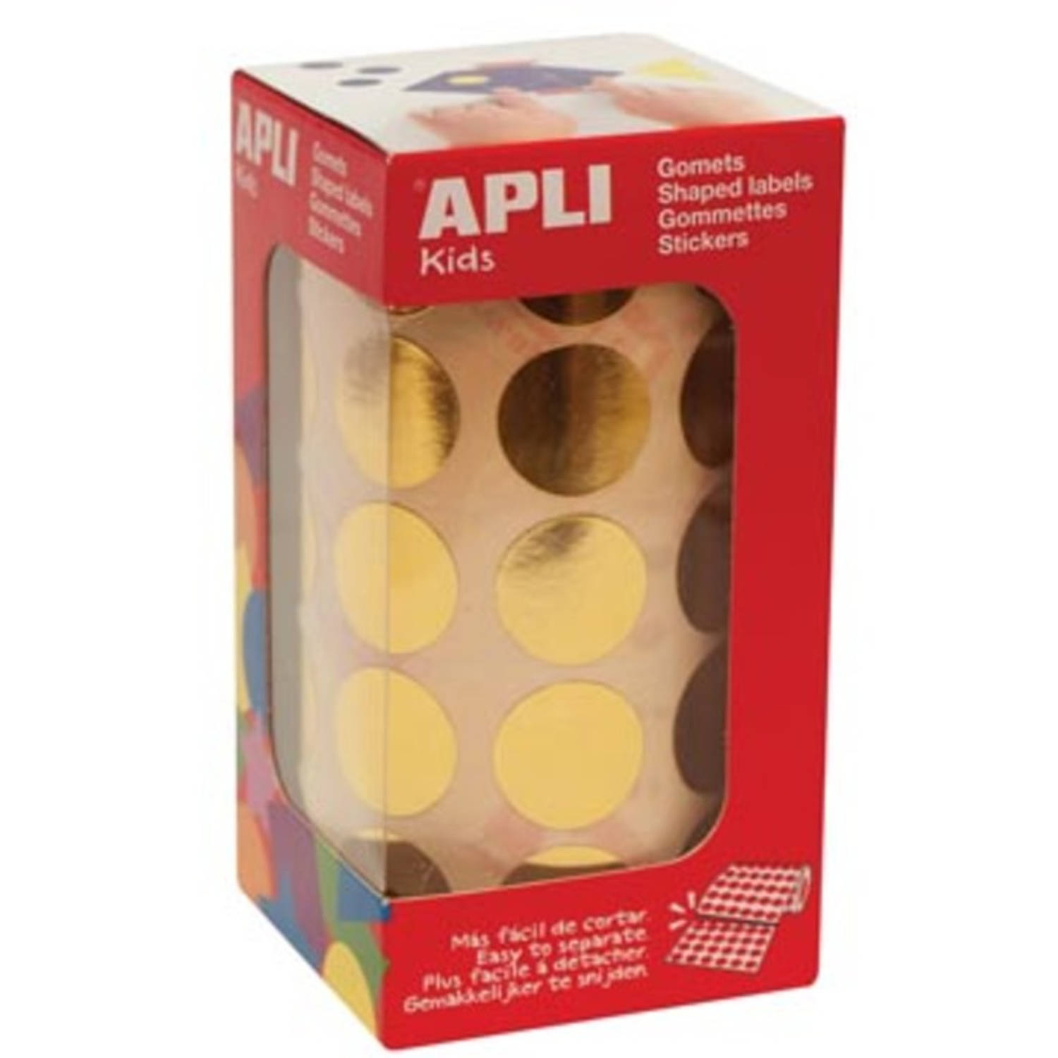 Apli Kids Stickers Op Rol, Cirkel Diameter 20 Mm, 1770 Stuks, Metallic - Goud